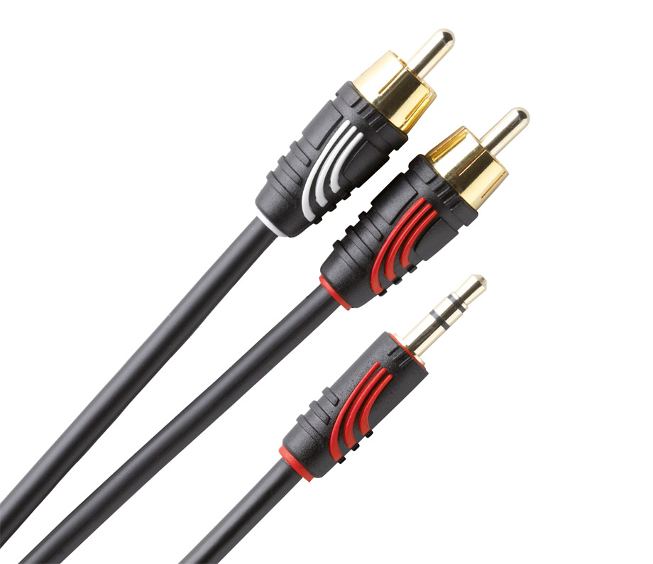 Кабель межблочный QED PROFILE J2P Stereo Audio Cable 3m 2 Phono - 3.5mm Jack Plug QE5091